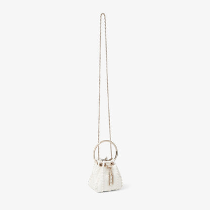 Micro Bon Bon Ivory Satin Mini Bag with All-Over Pearls