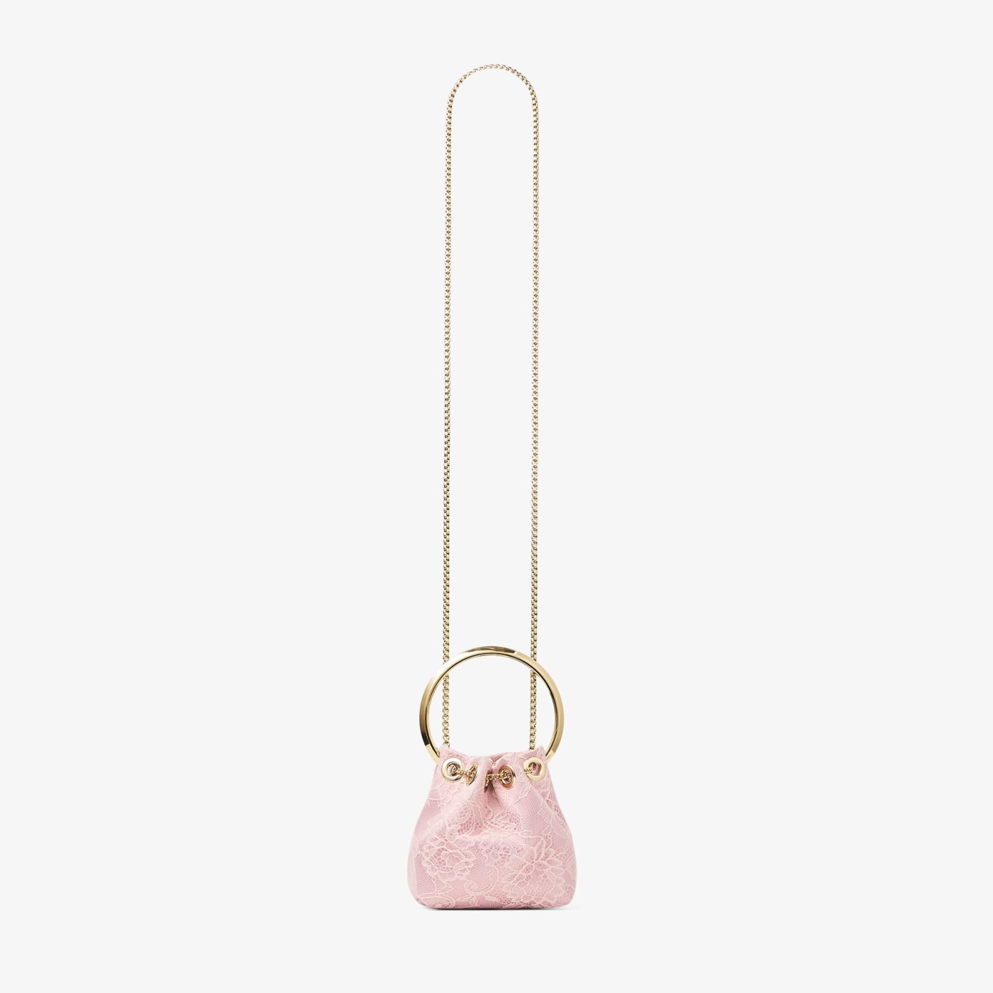 Micro Bon Bon Rose Satin and Jimmy Choo Lace Mini Bucket Bag