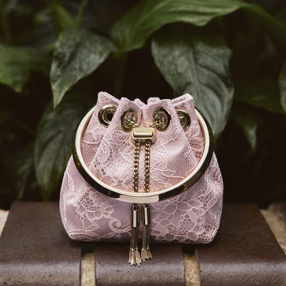 Micro Bon Bon Rose Satin and Jimmy Choo Lace Mini Bucket Bag