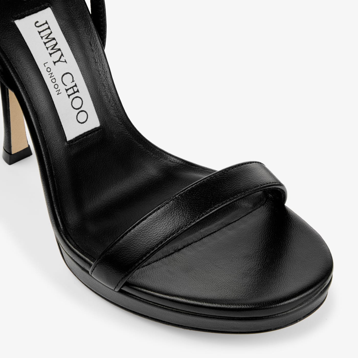 Moza Platform 120 Black Shiny Nappa Leather Sandals