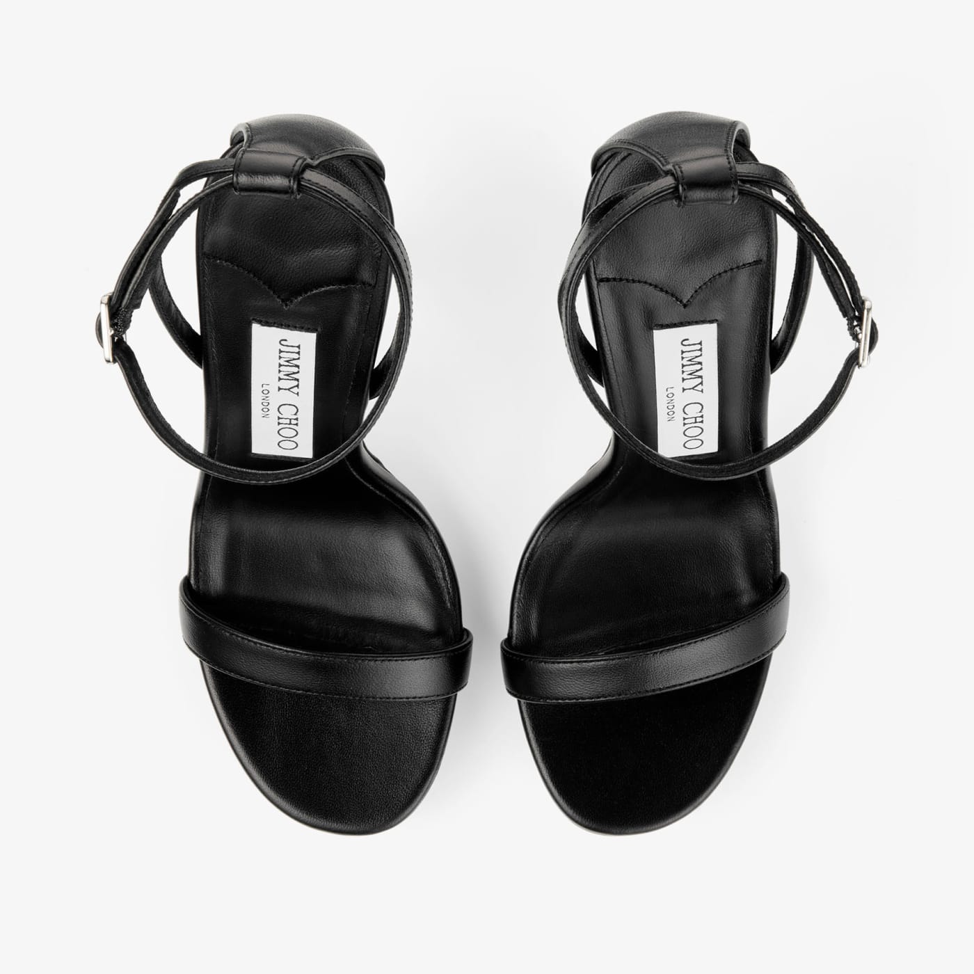 Moza Platform 120 Black Shiny Nappa Leather Sandals