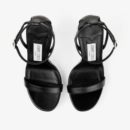 Moza Platform 120 Black Shiny Nappa Leather Sandals