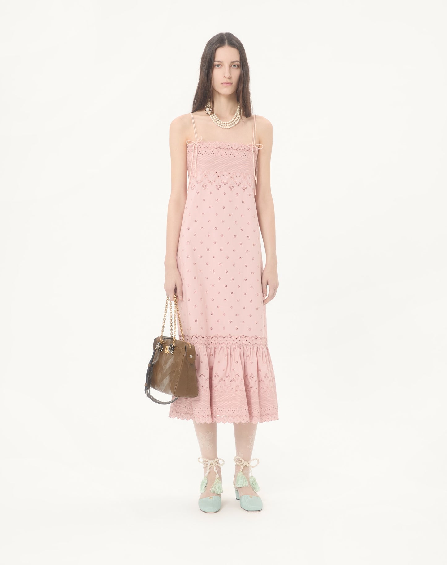 Midi Dress In Sangallo With Fleur A Jours Margheritine