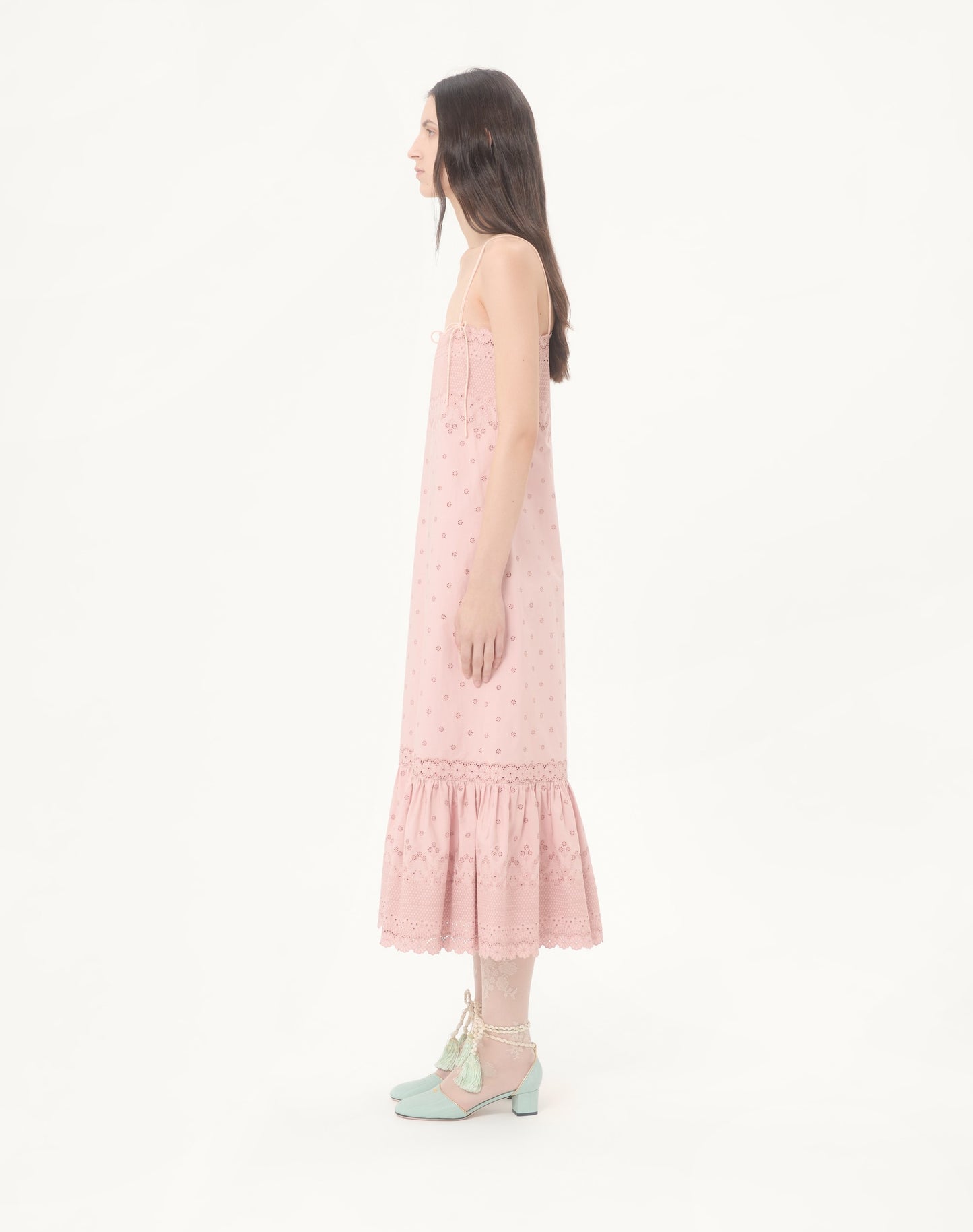 Midi Dress In Sangallo With Fleur A Jours Margheritine
