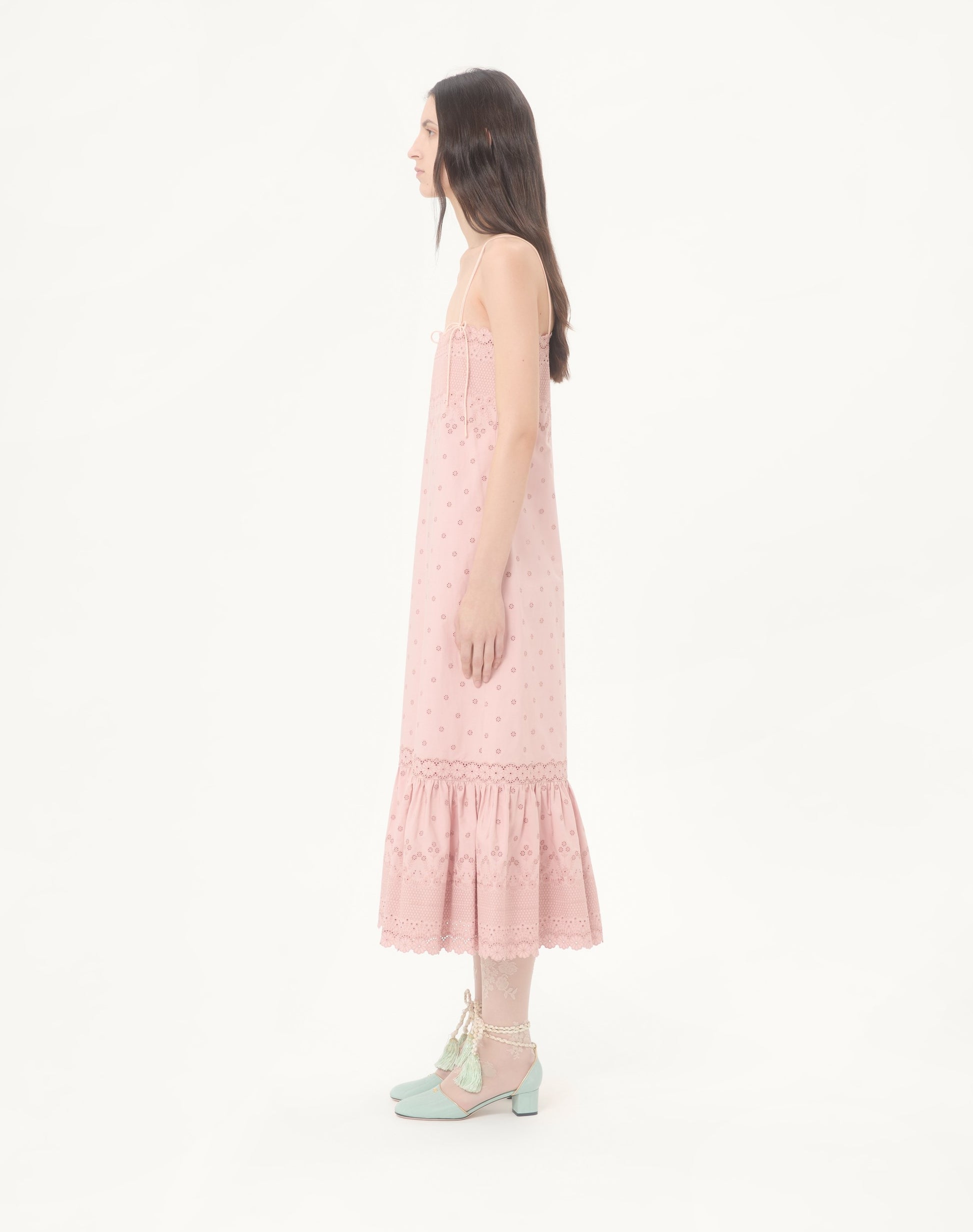 Midi Dress In Sangallo With Fleur A Jours Margheritine