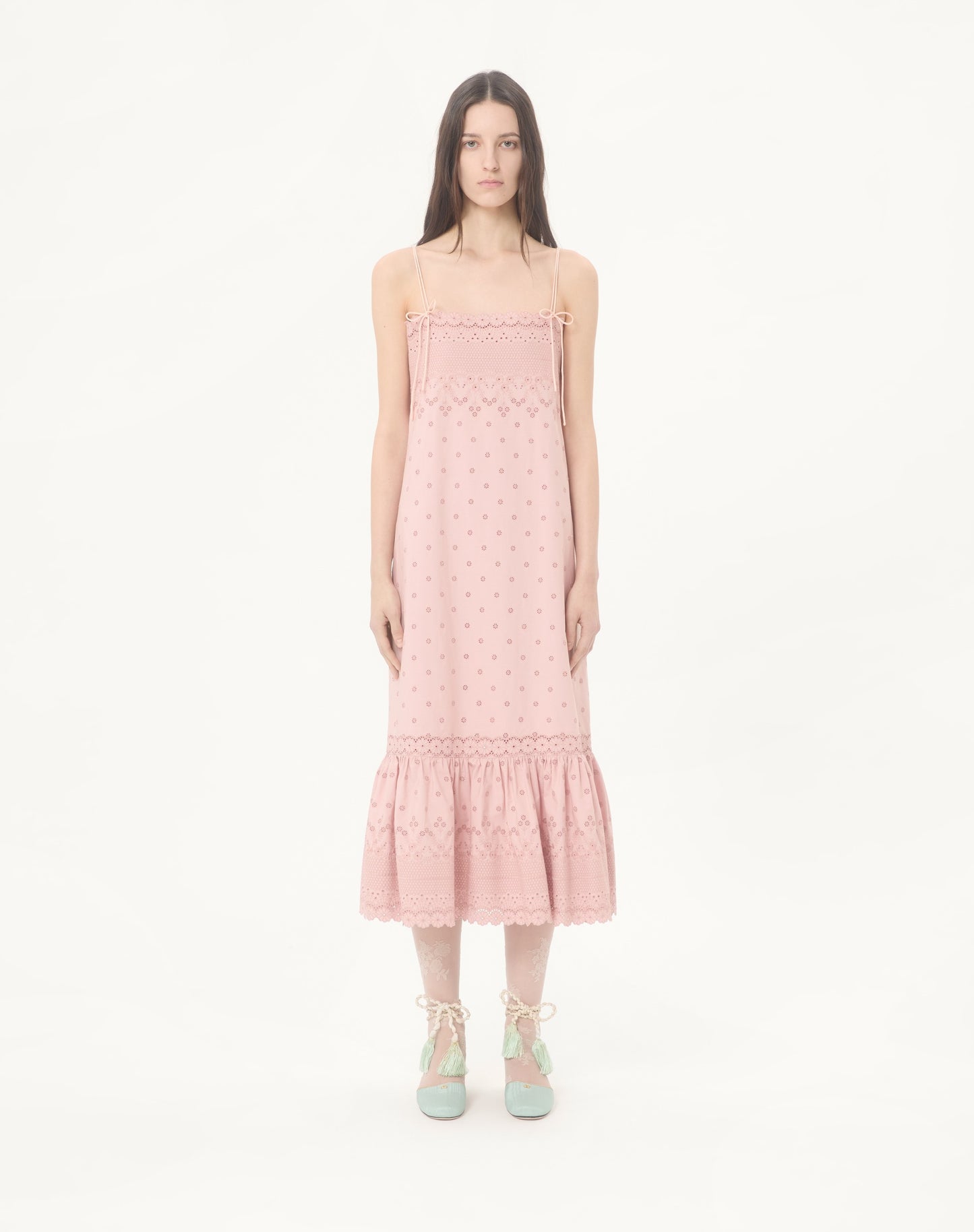 Midi Dress In Sangallo With Fleur A Jours Margheritine