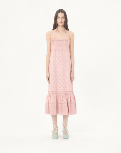 Midi Dress In Sangallo With Fleur A Jours Margheritine