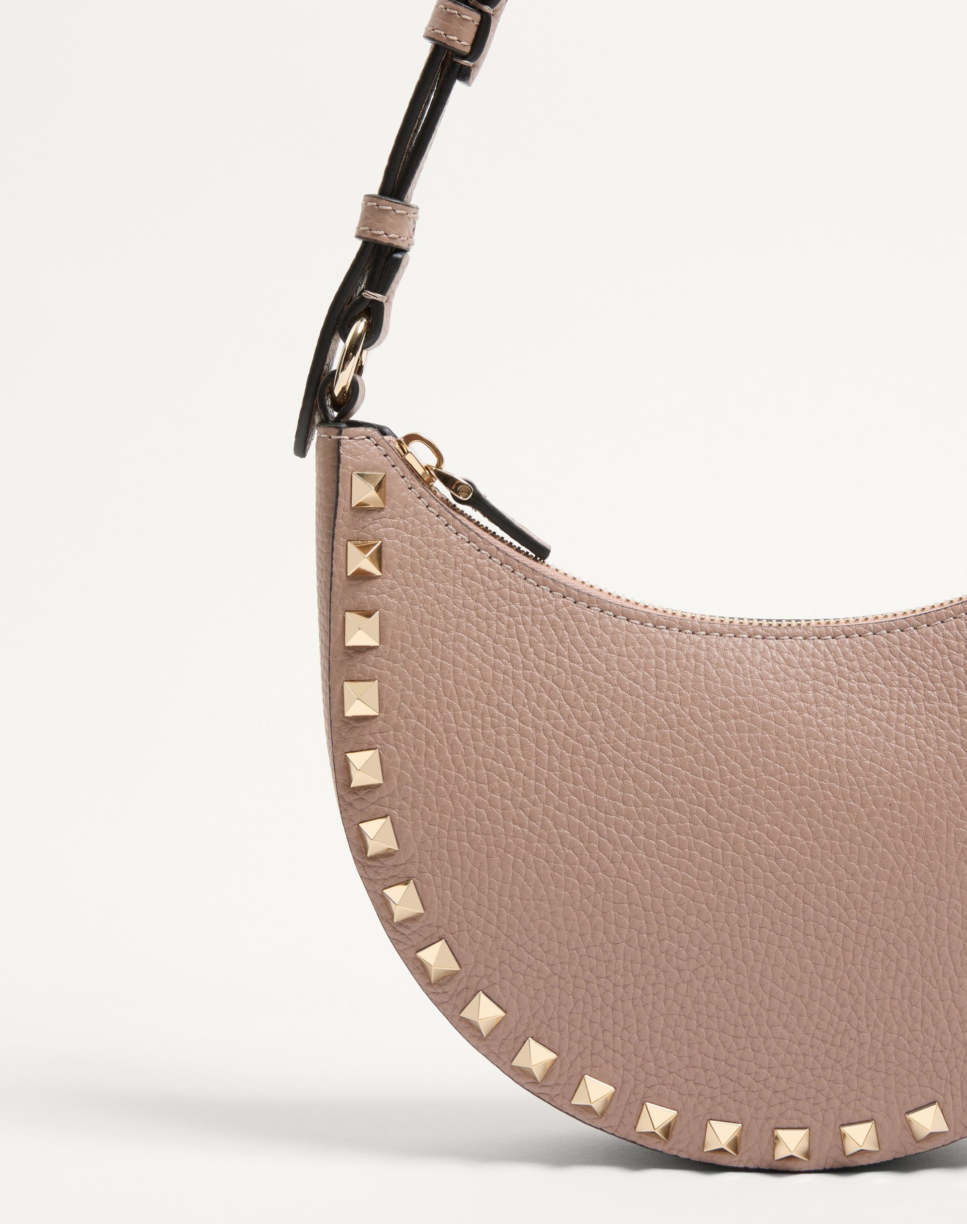 Mini Rockstud Hobo Bag In Grainy Calfskin