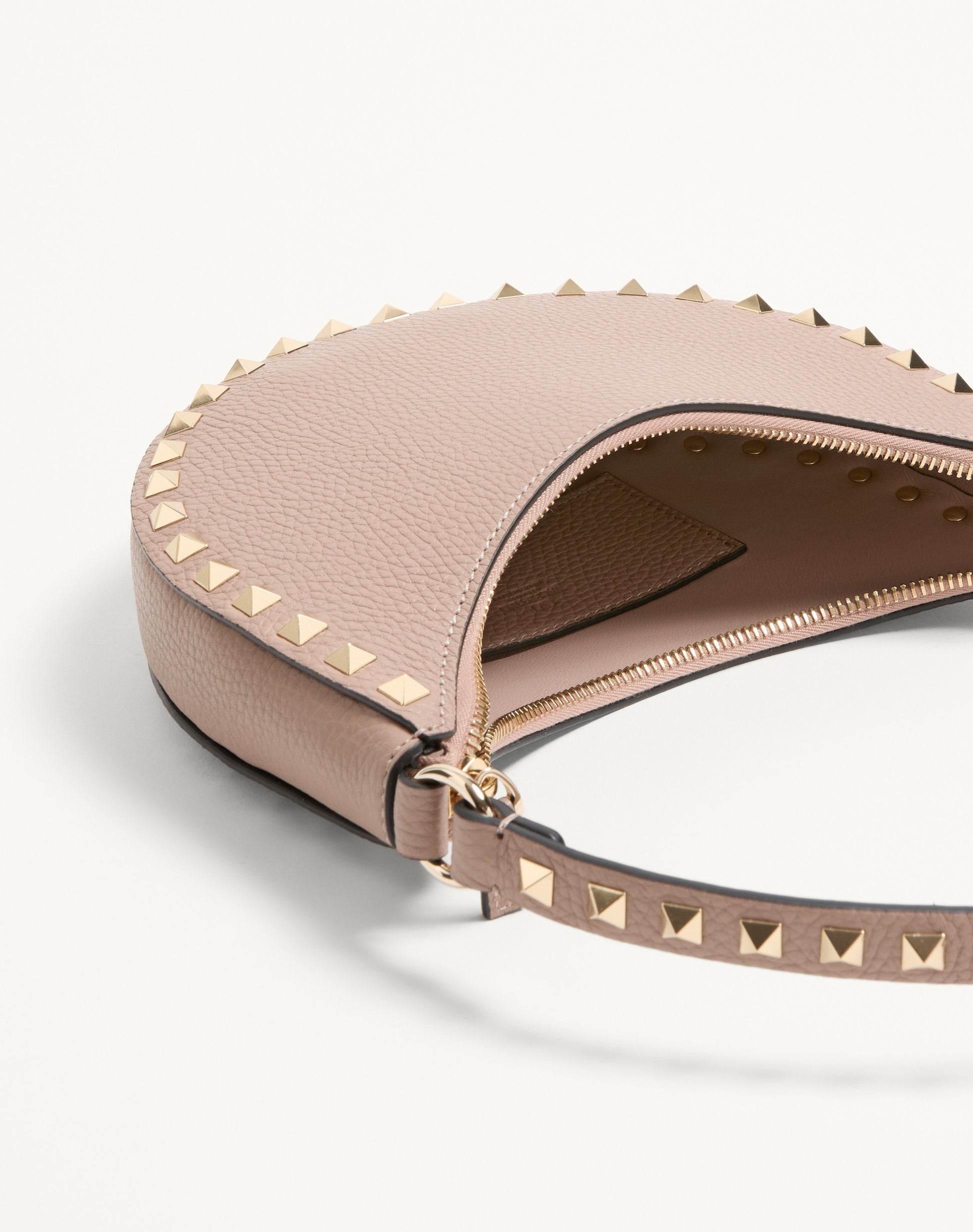Mini Rockstud Hobo Bag In Grainy Calfskin