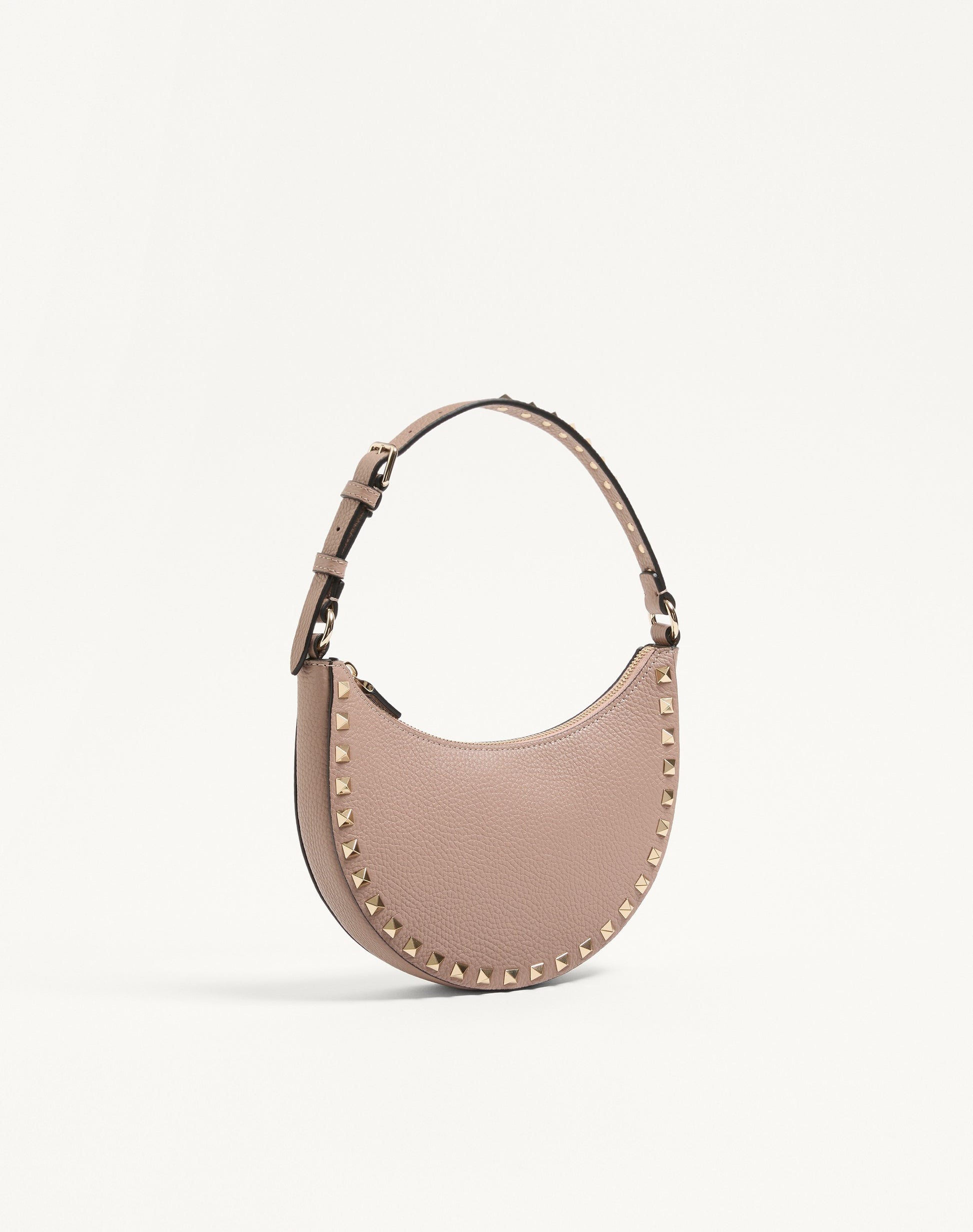 Mini Rockstud Hobo Bag In Grainy Calfskin