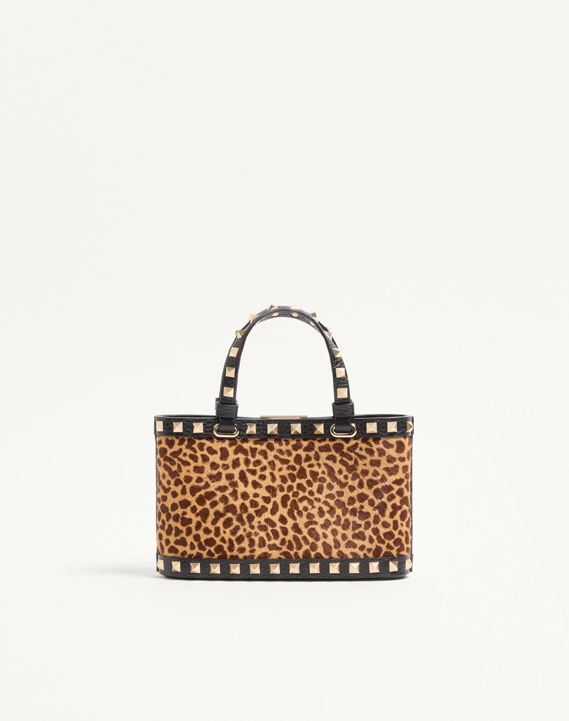 Mini Rockstud Shopping Bag In Ponyskin Effect Calfskin With Animal Print