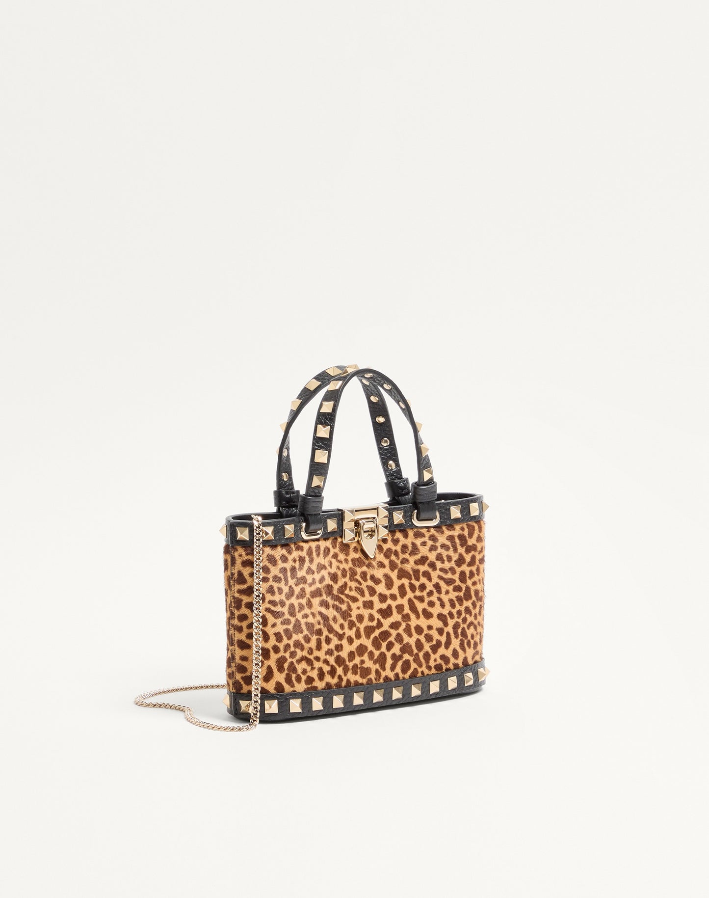 Mini Rockstud Shopping Bag In Ponyskin Effect Calfskin With Animal Print