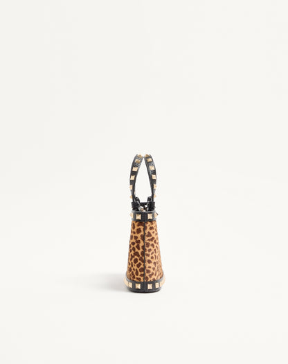 Mini Rockstud Shopping Bag In Ponyskin Effect Calfskin With Animal Print