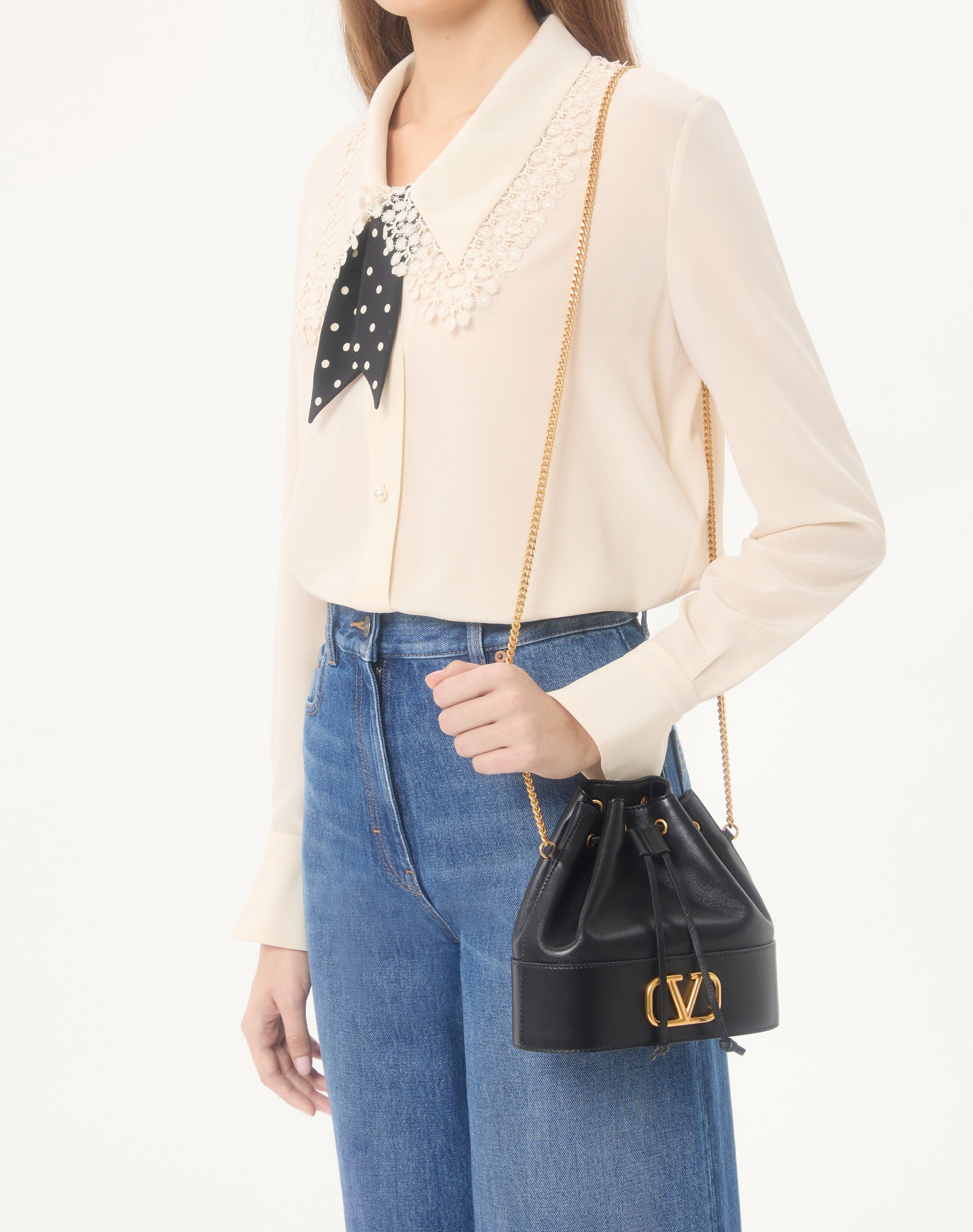 Mini Vlogo Signature Bucket Bag In Nappa Leather