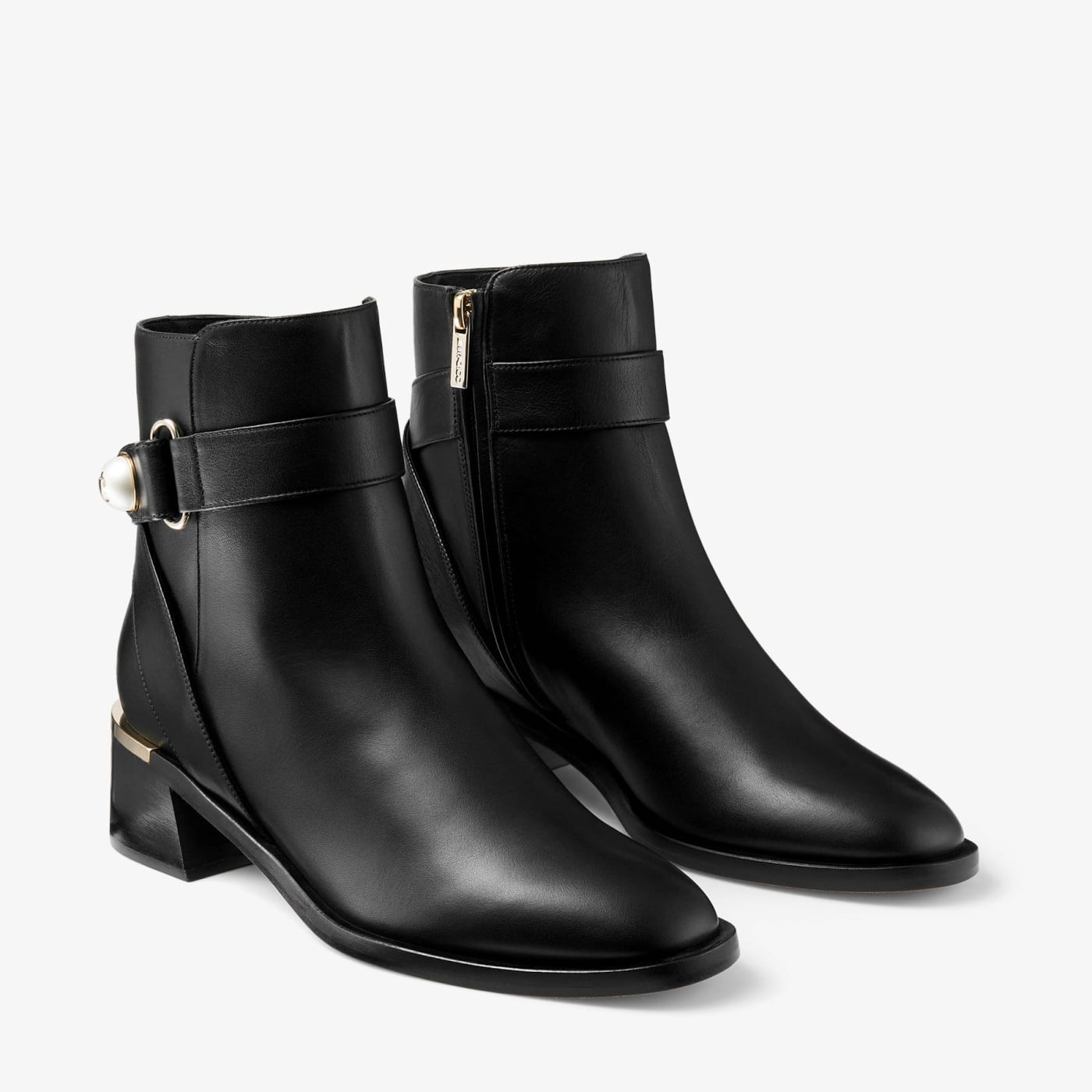 Noor 45 Black Leather Ankle Boots