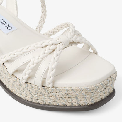 Nyra 60 Latte Nappa Leather Sandal Wedges
