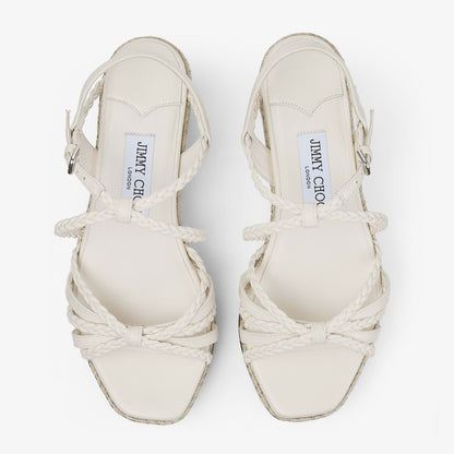 Nyra 60 Latte Nappa Leather Sandal Wedges