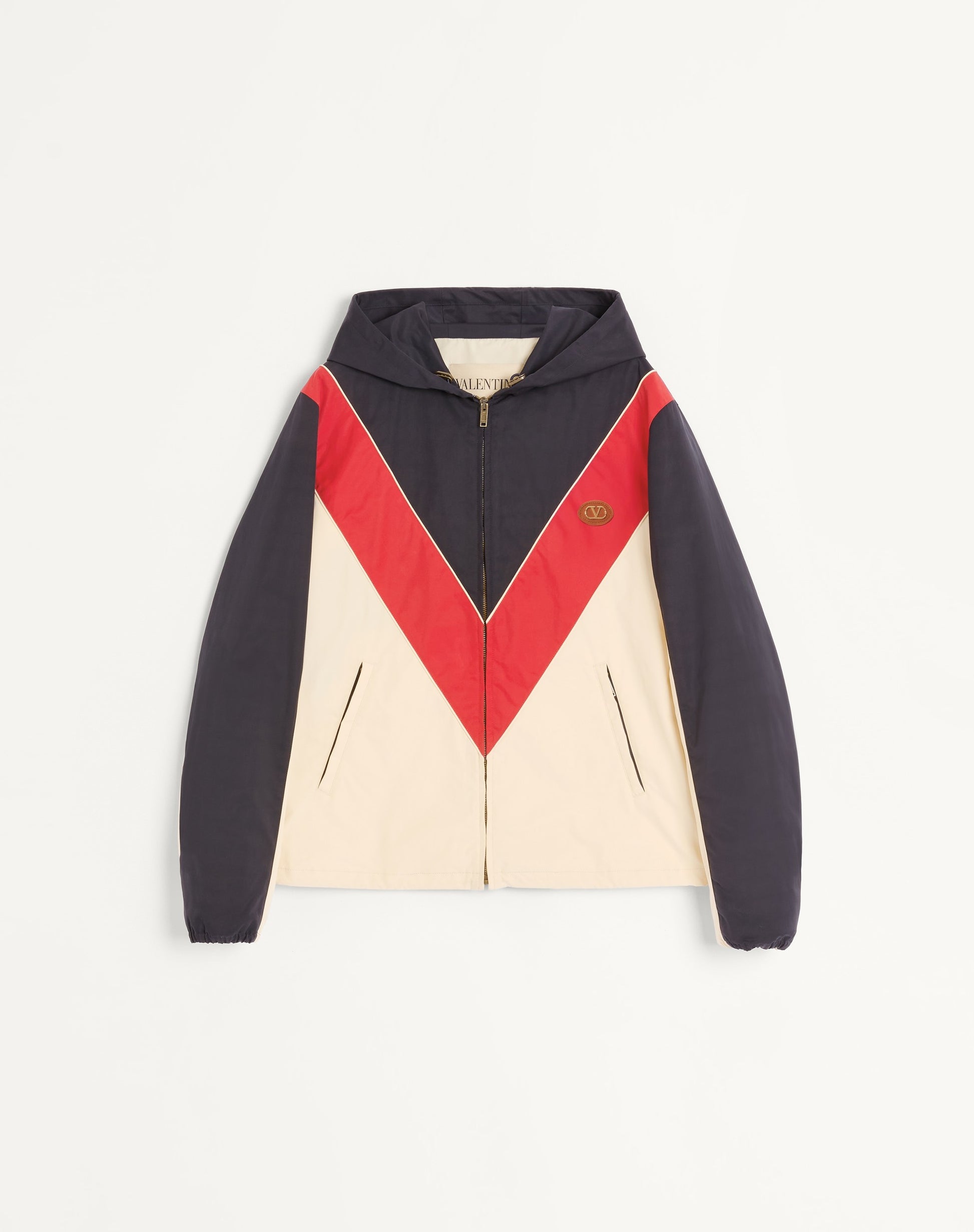 Nylon Hooded Windbreaker With Vlogo Patch