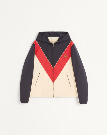 Nylon Hooded Windbreaker With Vlogo Patch