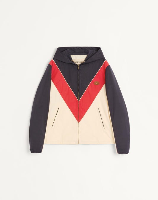 Nylon Hooded Windbreaker With Vlogo Patch