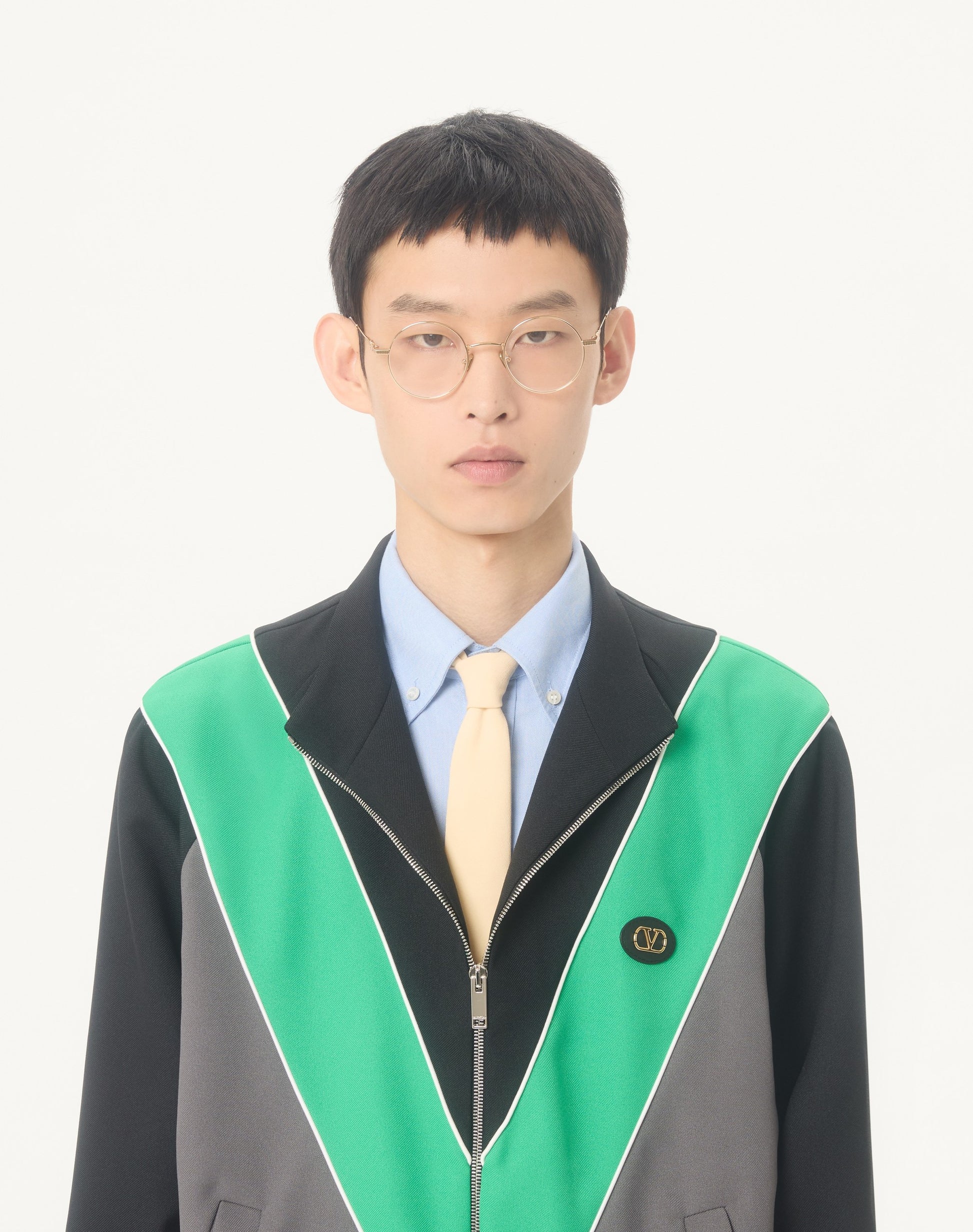 Nylon Sweatshirt With Zip And Vlogo Patch
