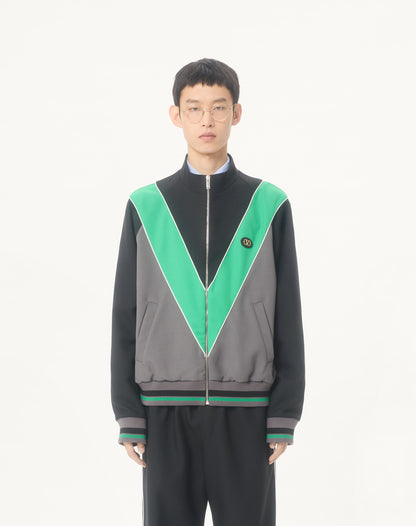 Nylon Sweatshirt With Zip And Vlogo Patch