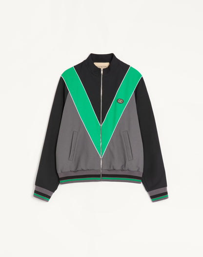 Nylon Sweatshirt With Zip And Vlogo Patch