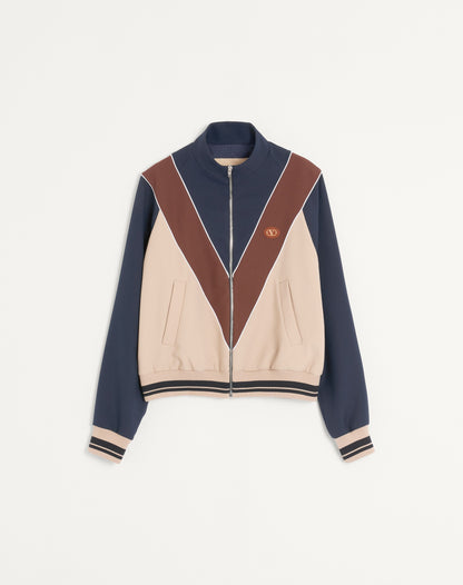 Nylon Sweatshirt With Zip And Vlogo Patch