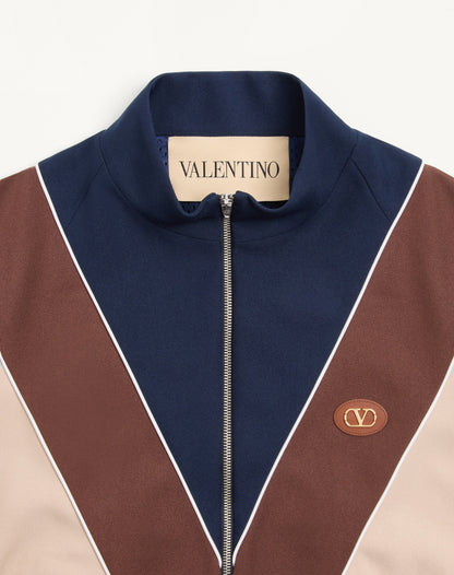 Nylon Sweatshirt With Zip And Vlogo Patch