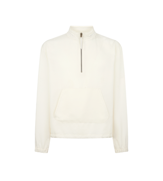 Perforated Dot Silk Twill Half Zip