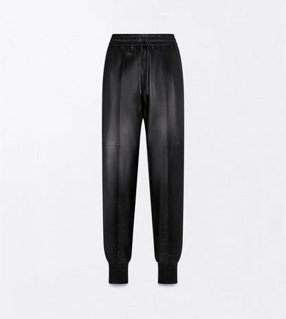 Nappa Leather And Wool Joggers