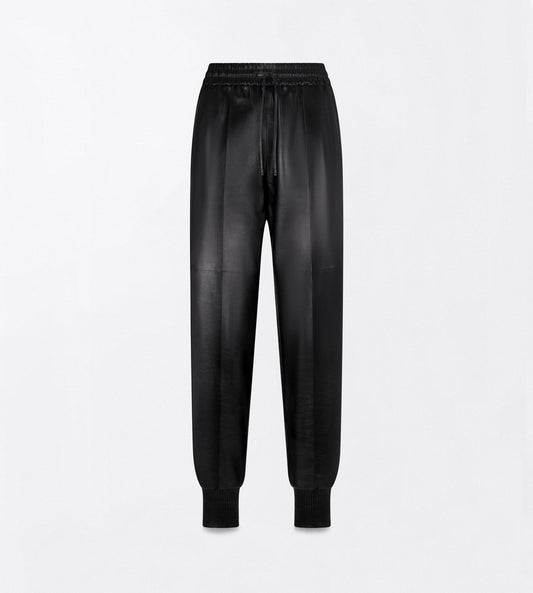 Nappa Leather And Wool Joggers