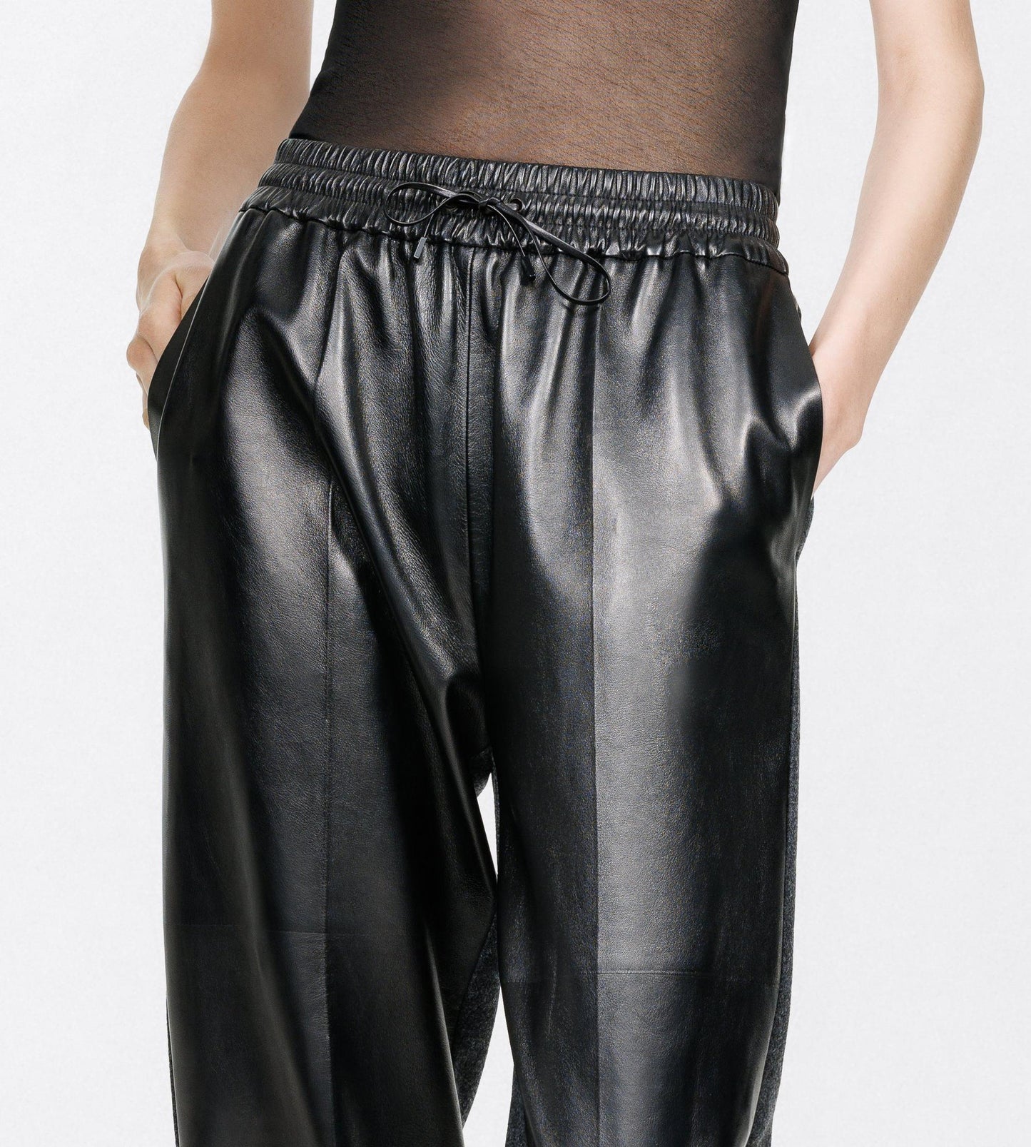 Nappa Leather And Wool Joggers