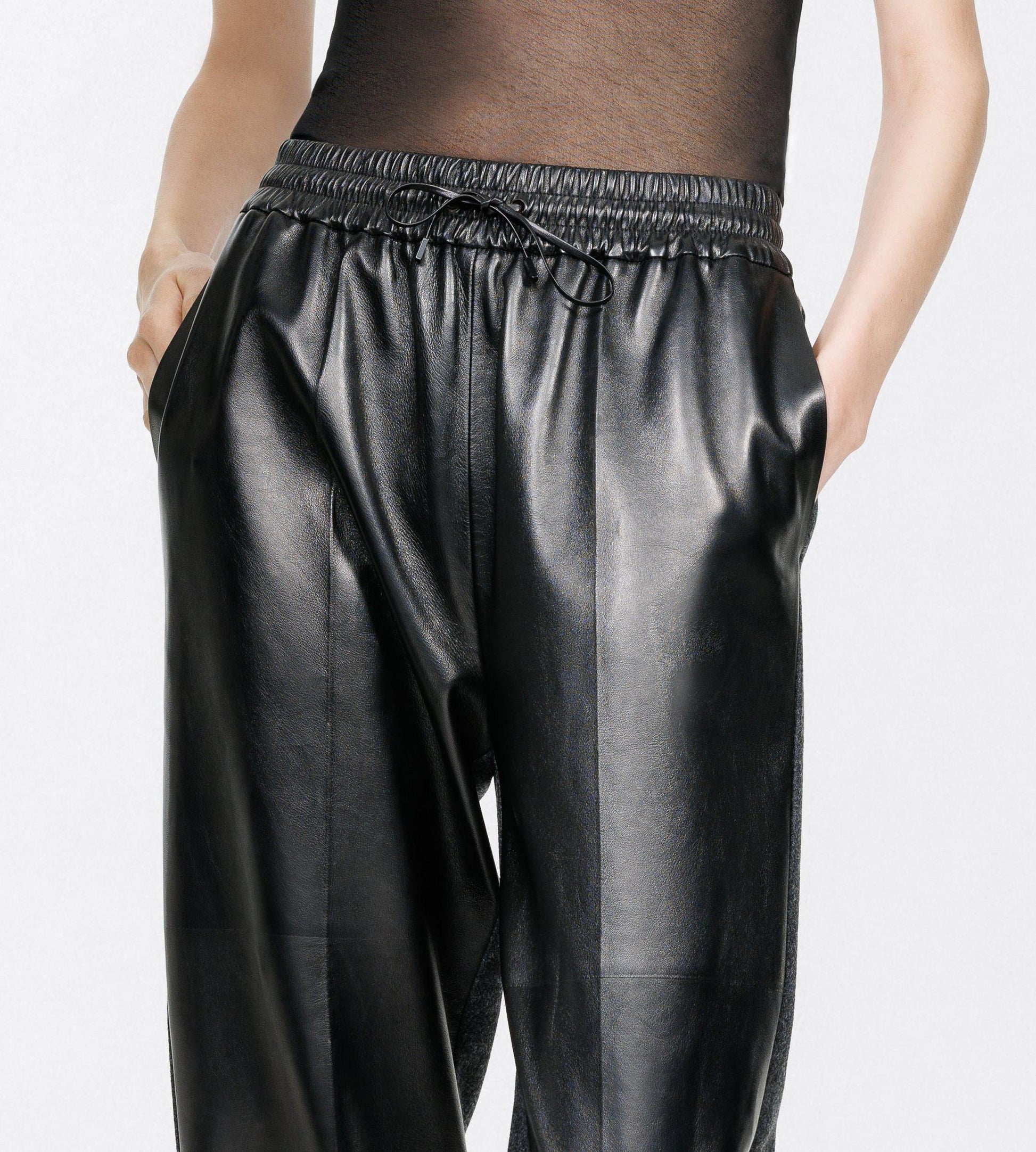 Nappa Leather And Wool Joggers