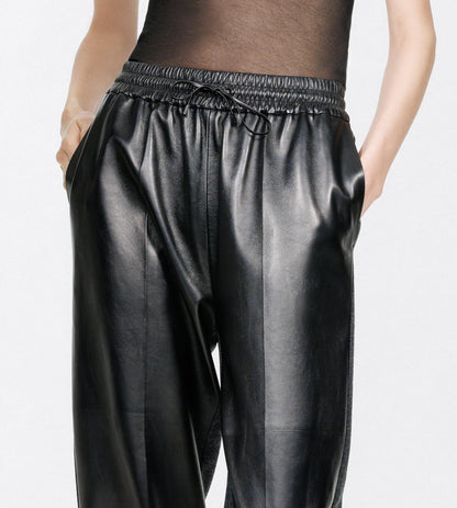 Nappa Leather And Wool Joggers