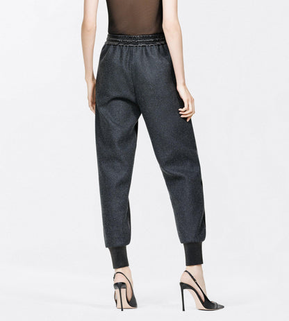 Nappa Leather And Wool Joggers