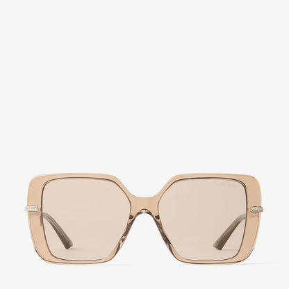 Pati Transparent Tan Square Sunglasses