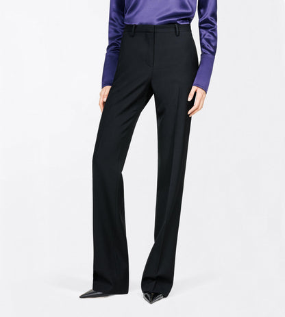Sharp Grain De Poudre Tailored Straight Boyfriend Pants