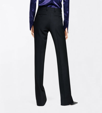 Sharp Grain De Poudre Tailored Straight Boyfriend Pants