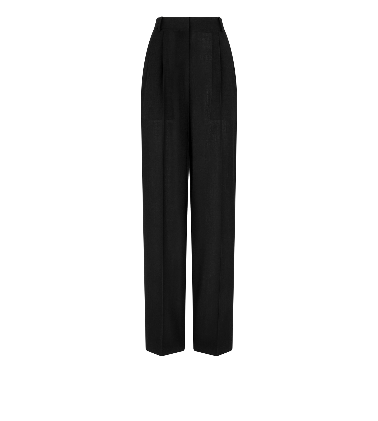 Wool High-Waist Tailored Wide Leg Pleated Straight Pants