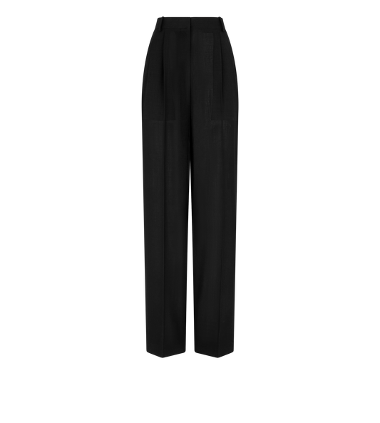 Wool High-Waist Tailored Wide Leg Pleated Straight Pants