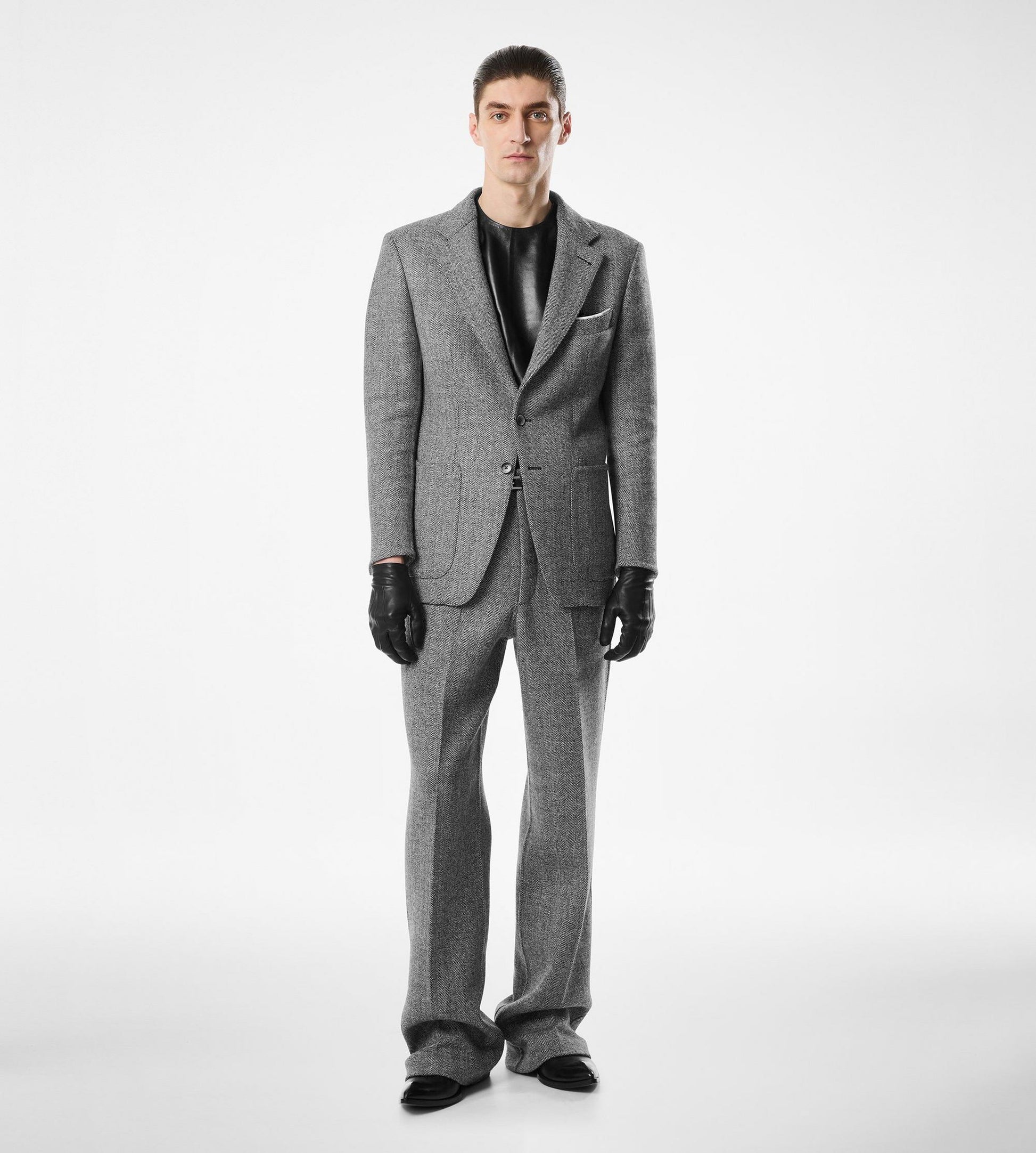 Sharkskin Herringbone Double Splittable Pant