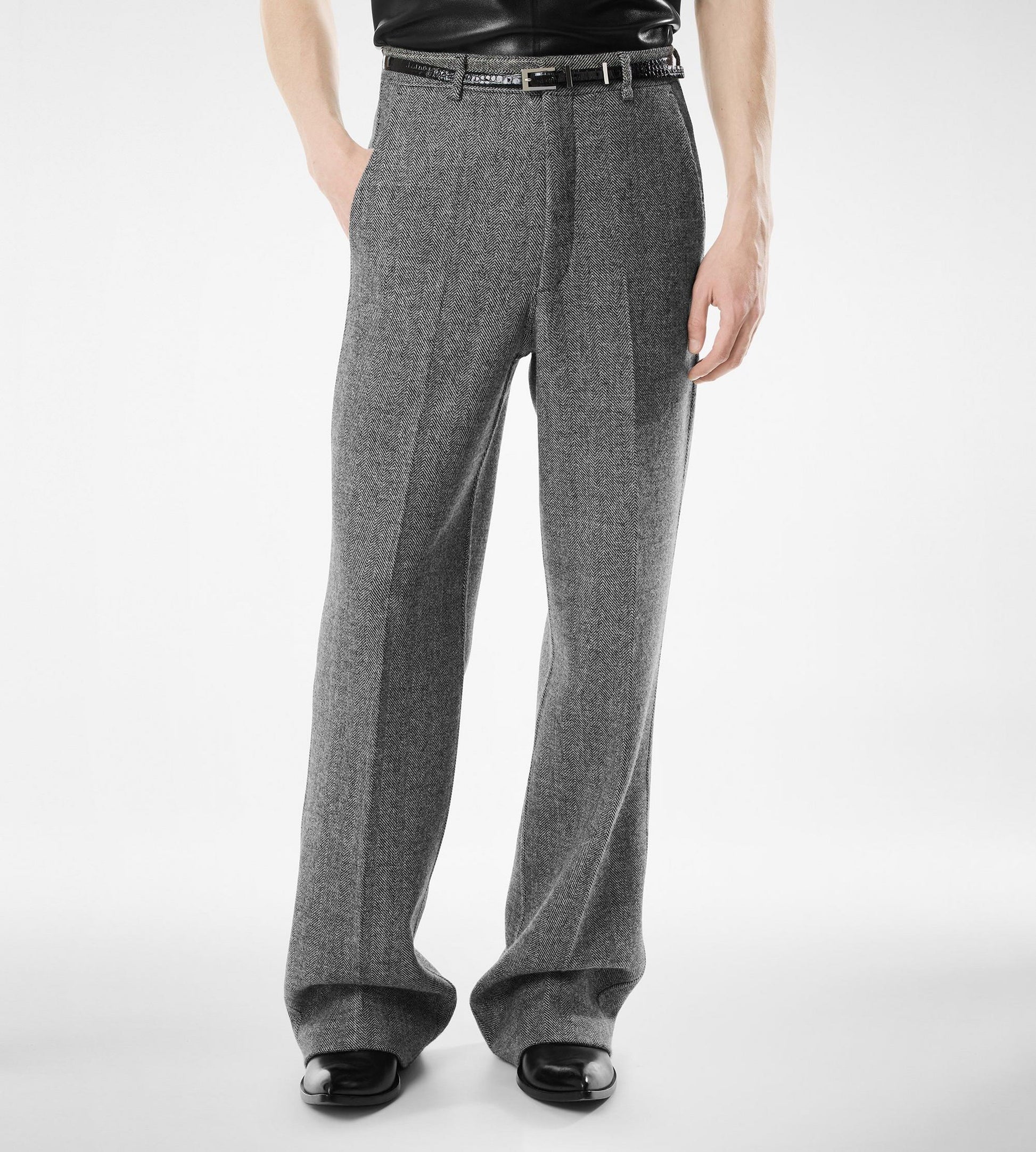 Sharkskin Herringbone Double Splittable Pant