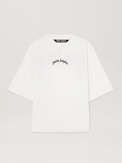 Back Curved Logo Over Tee Off White   Bl