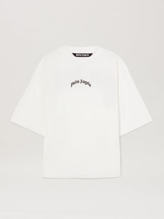 Back Curved Logo Over Tee Off White   Bl