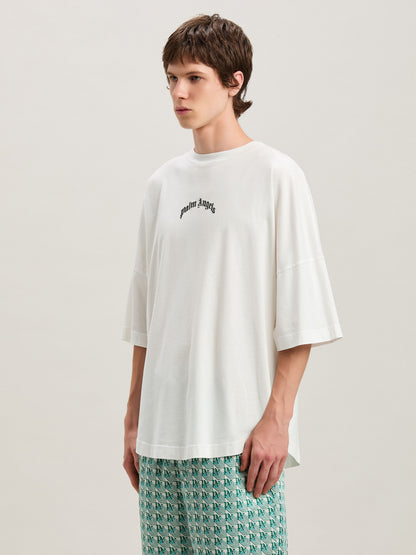 Back Curved Logo Over Tee Off White   Bl