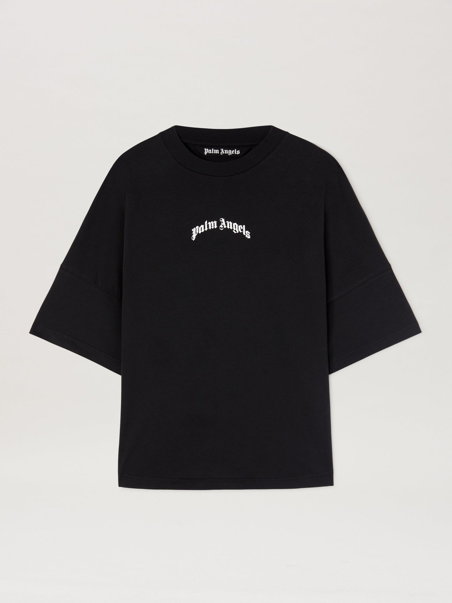 Back Curved Logo Over Tee Black   Off Wh