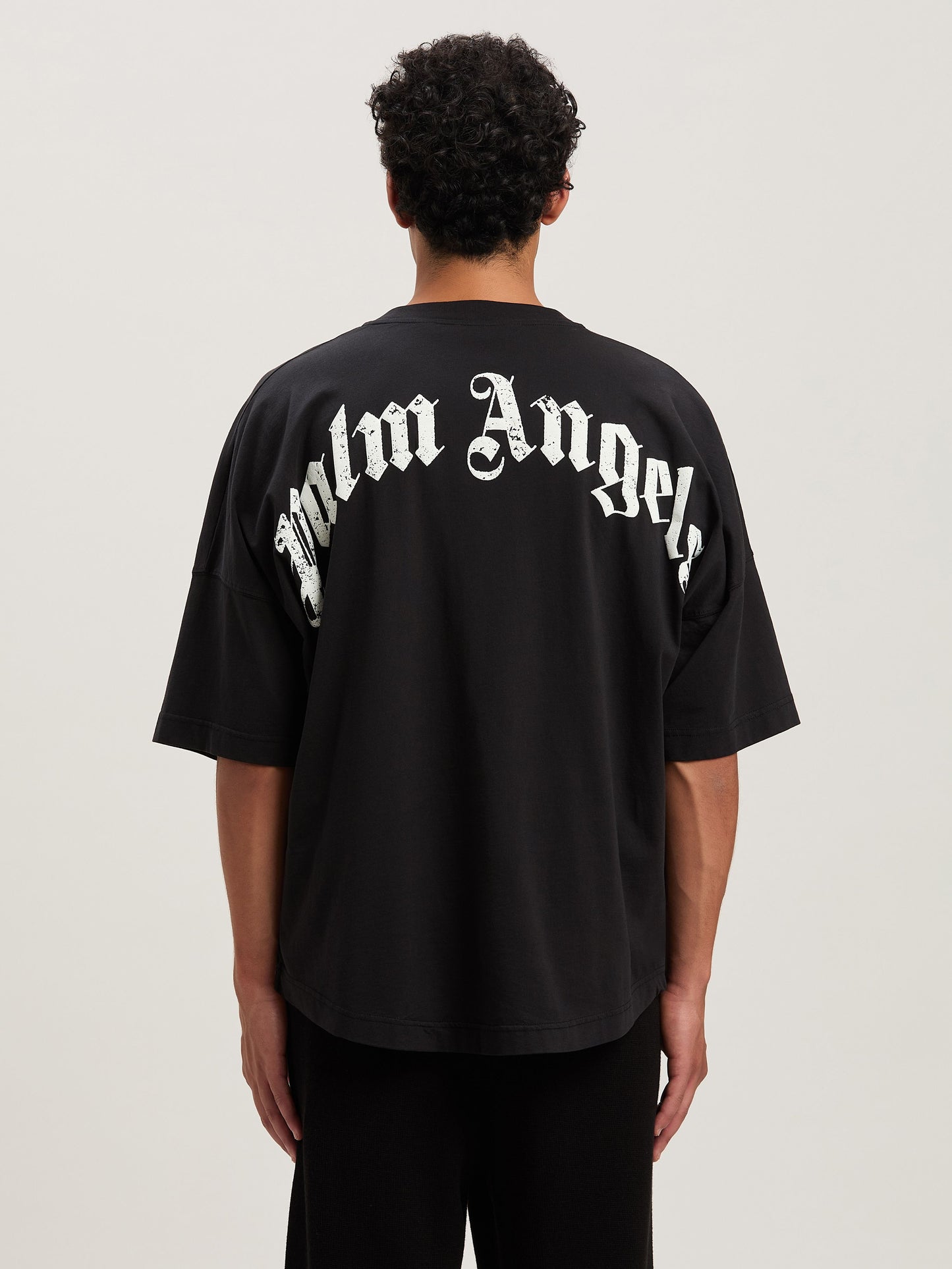Back Curved Logo Over Tee Black   Off Wh