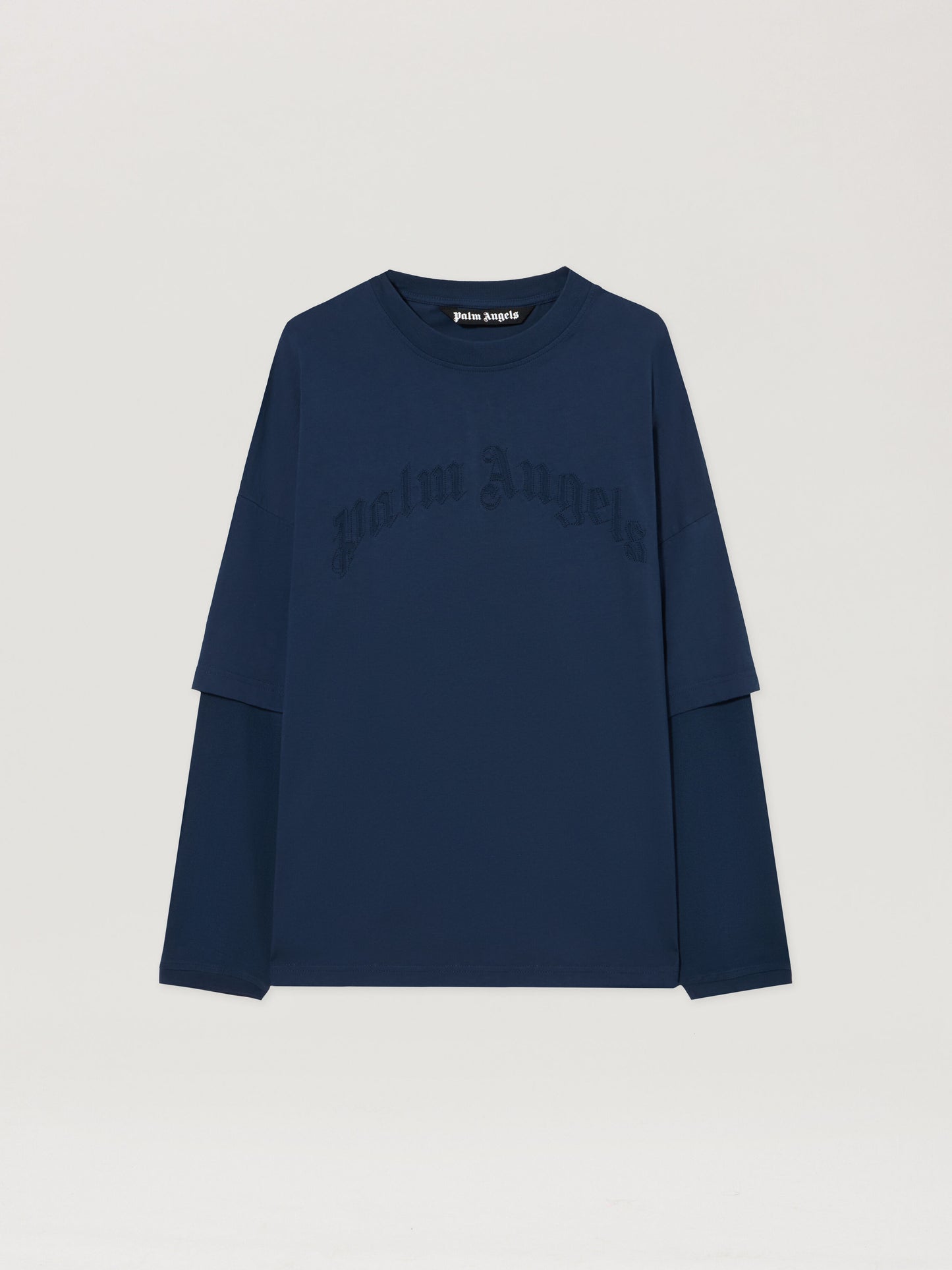 Curved Logo Double Long Sleeved T Shirt