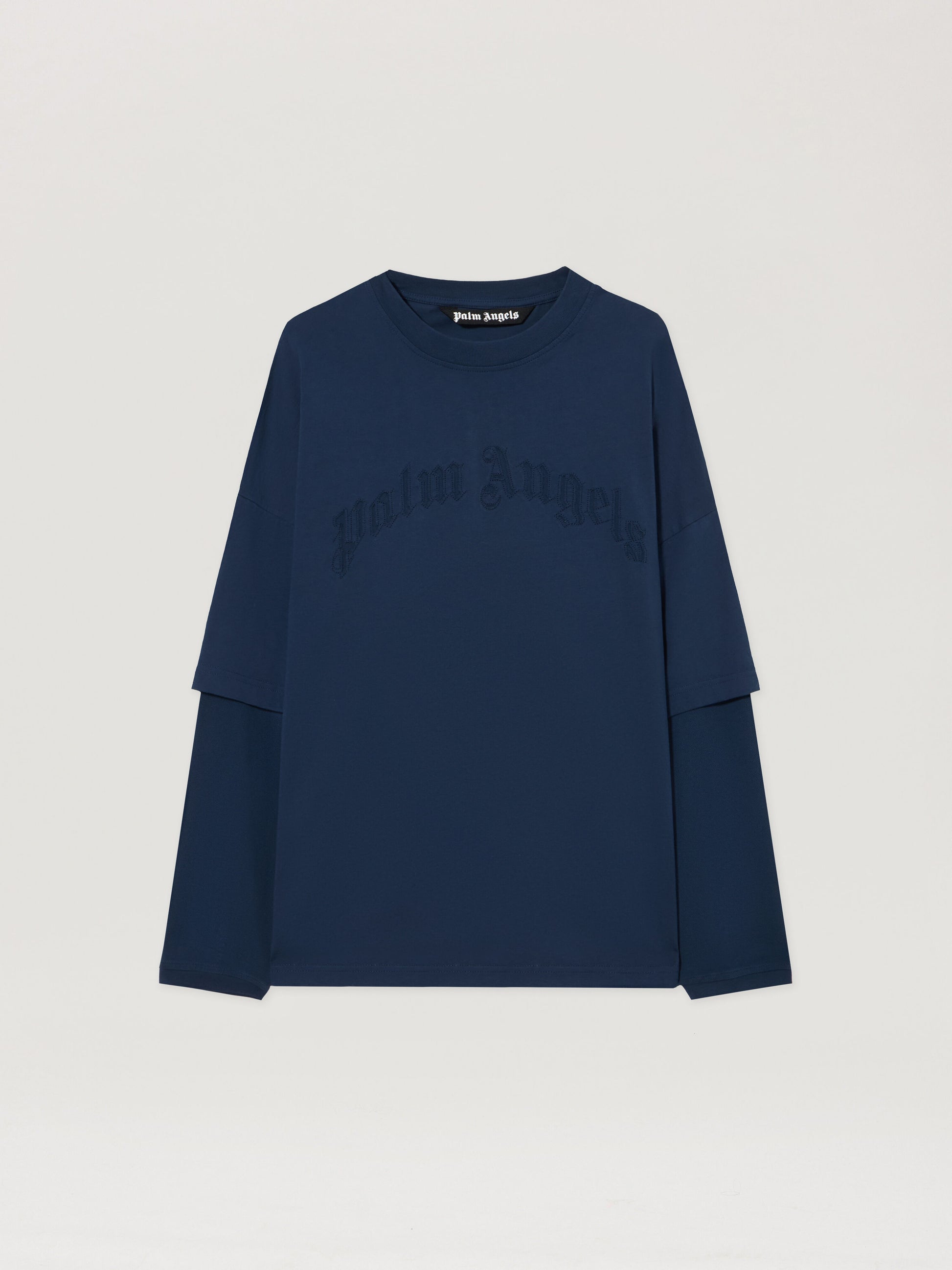 Curved Logo Double Long Sleeved T Shirt